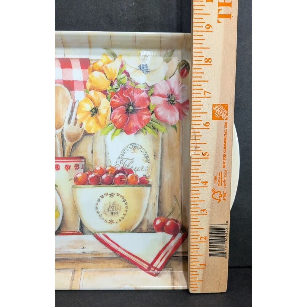 Country Kitchen Melamine Serving Trays Red Coffee Pot Cherry Set Cottagecore - Picture 5 of 6